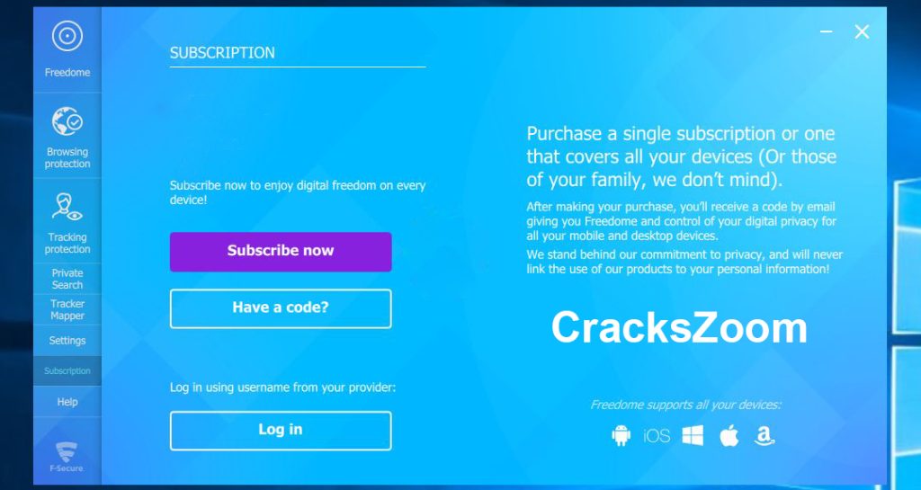 F-Secure Freedome VPN Crack Interface