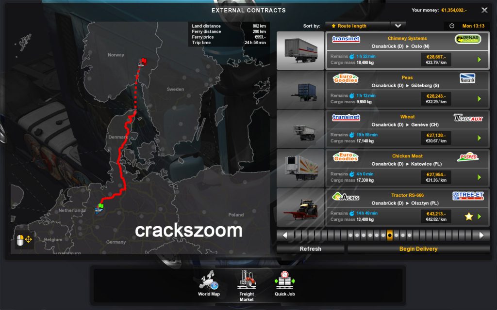 Euro Truck Simulator Crack Interface